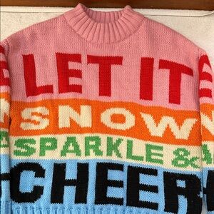 H&M Jacquard Knit Striped Holiday Turtleneck Sweater Limited Edition Relaxed Fit